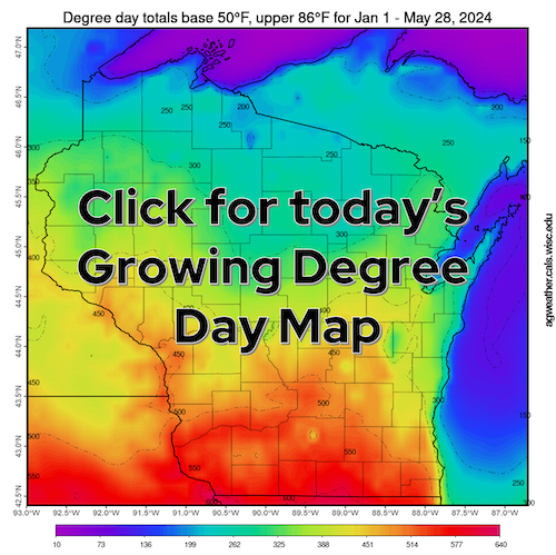 Click for Wisconsin growing degree day map